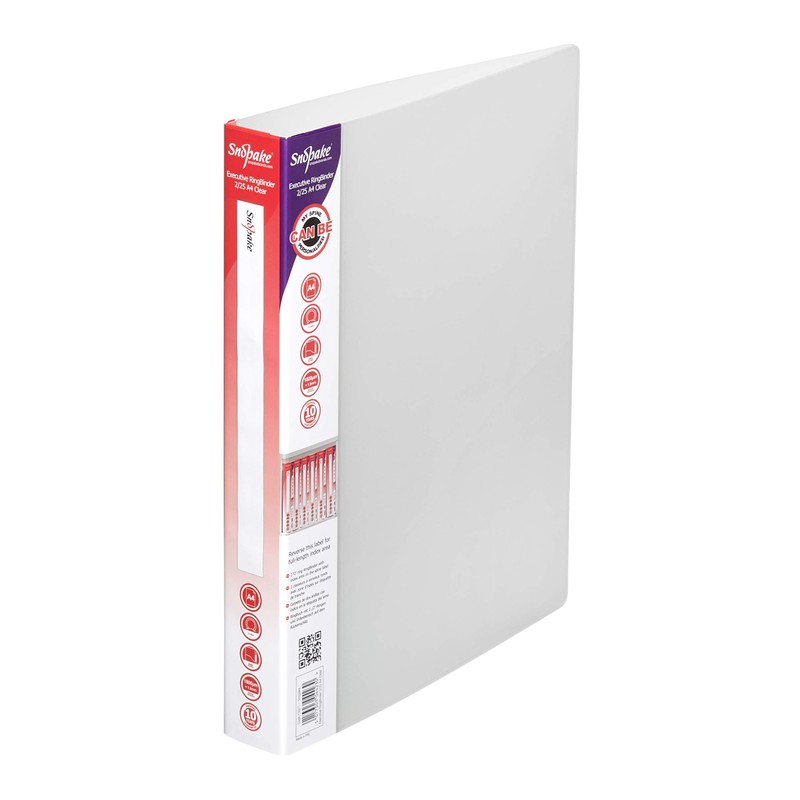 Snopake A4 25mm Executive Ring Binder - Clear