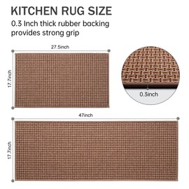 WUMEIJIAJU Kitchen Rugs, Kitchen Mats Non-slip, Washable & Absorbent Kitchen Carpets Doormat Entry Mat for Kitchen, Front of Sink, Doorway, Hallway, Laundry (Brown, 45x70cm)