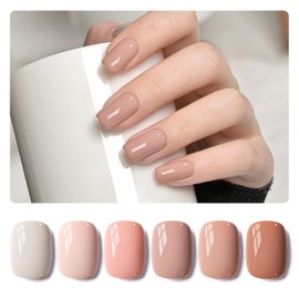GAOY Nude Pink Gel Nail Polish Set, 6 Neutral Colors Beige Skin Tone Soak Off UV Light Cure Gel Polish Kit for Salon and Nail Art DIY at Home