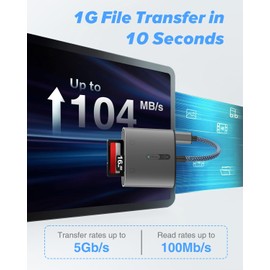 SD Card Reader USB C 104MB/S SD Card Reader Type C with Dual Slot, Micro SD Card Reader for Phone 15/16, Galaxy S23/S22, MacBook Pro/Air, Surface Book etc.