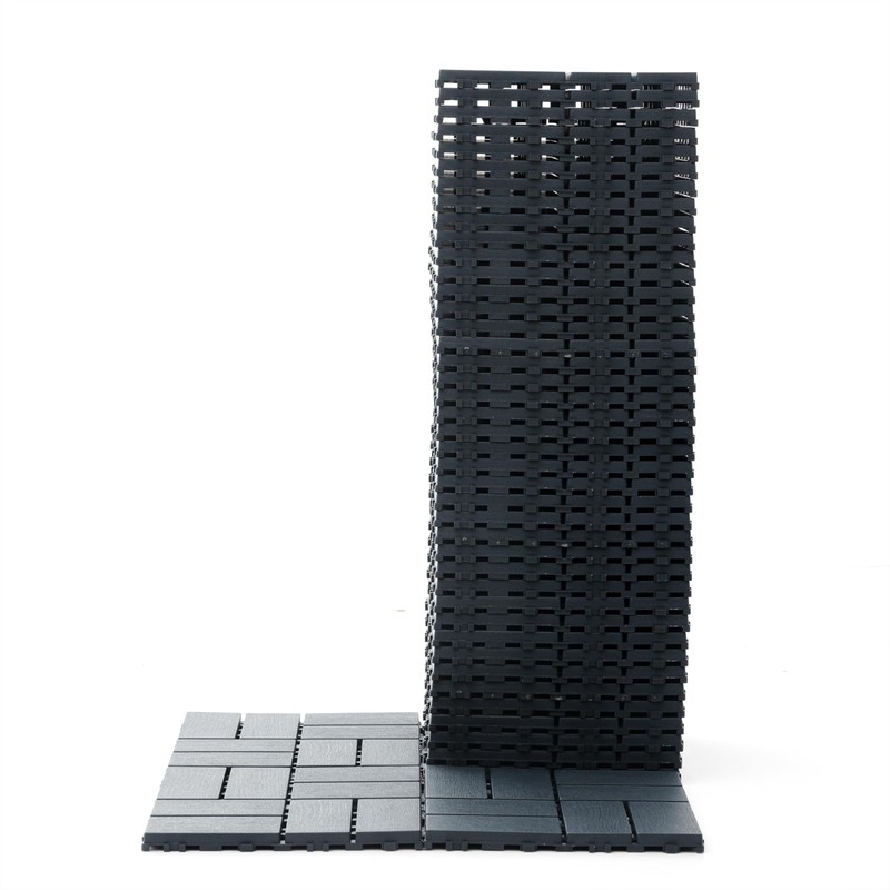 WONSHREE Plastic Interlocking Deck Tiles 12"x12" Waterproof Outdoor Patio Flooring