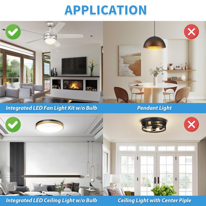 Caisens 4 Inch Ceiling Fan LED Light Replacement, 18W 6000K