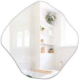 BOMINICA Irregular Wall Mirror Asymmetrical Mirror Frameless Mirror for Bathroom Living Room Entryway Bedroom, 20" x 20"