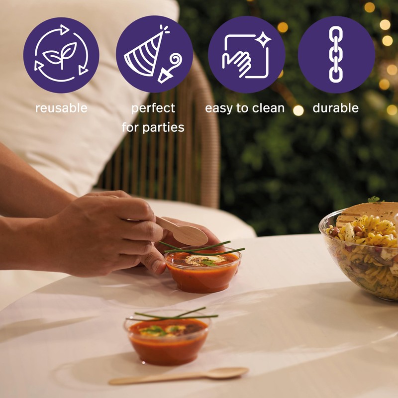 MATANA 40 Small Clear Hard Plastic Bowls (150ml) - Mini