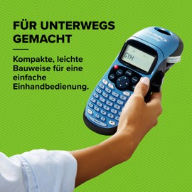 Dymo LetraTag LT-100H Beschriftungsgerät Handgerät | Tragbares Etikettendrucker mit ABC Tastatur | mit Papieretiketten und transparenten Kunststoffetiketten | Ideal fürs Büro & zu Hause