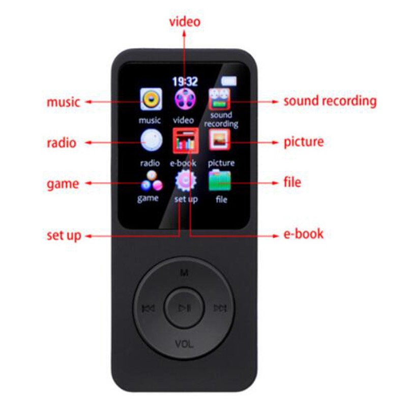 MP3 MP4 Player Bluetooth 5.0 Ultra Thin Digital LCD 1.77