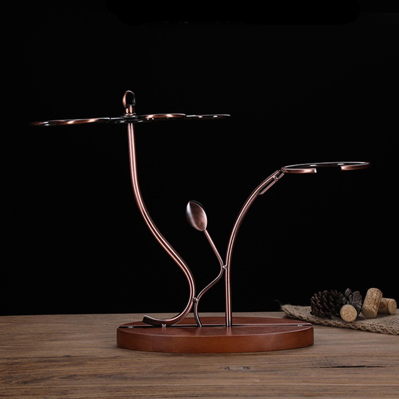 2-in-1 Red Wine Glass Rack & Wine Decanter Vintage Bronze