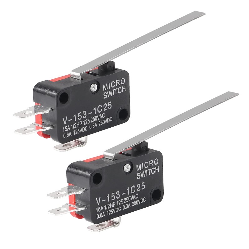 DWEII 10Pcs Lead Limit Switch Long Straight Hinge Lever V-153-1C25