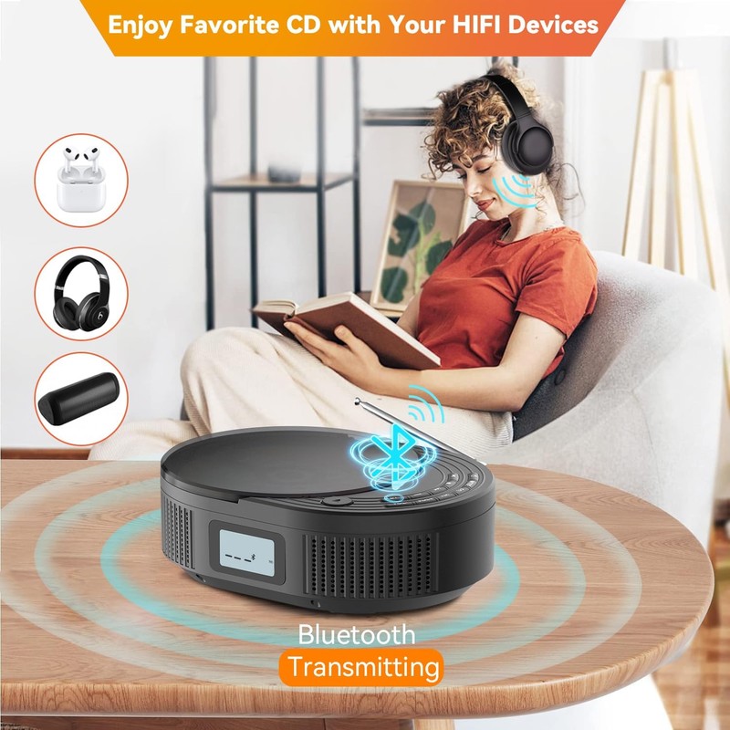 MONODEAL Portable CD Player Boombox with 2 * 3W Speakers,