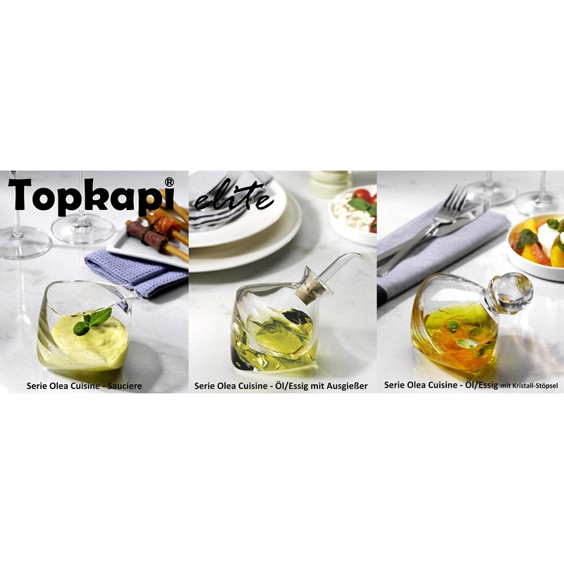 Topkapi Elite - Lead-Free Crystal Glass Gravy Boat Handmade Olea