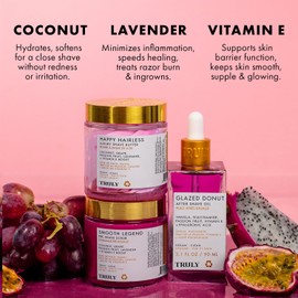 Truly Beauty Ultimate Smooth Legend Shave Set | 3-Step Kit with Body Scrub, Shave Butter, After Shave Oil, Razor & Fuzzy Bag | Prevents Ingrowns & Redness | Soothing Shave Kit for Smooth Skin (5 Pc)