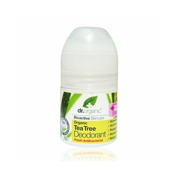 2 X 50ml Dr Organic Organic Tea Tree Roll on Deodorant/Bioactive Skincare Gift Fro You