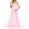 ZIUMUDY Maternity Maxi Chiffon Gown for Photoshoot Photography Off Shoulder