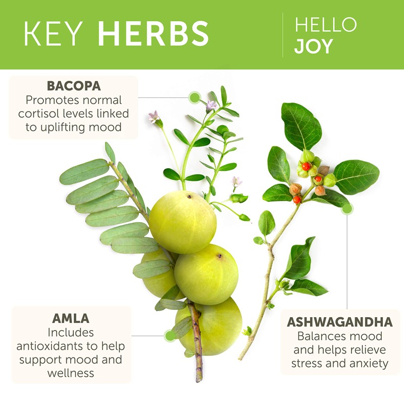 Himalaya Hello Joy Herbal Supplement, with Ashwagandha, Amla, Bacopa, Holy