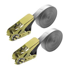 2 Pack 6m Gray Ratchet Tie Down Straps, Ratchet Tie Down Straps Lashing Capacity 800kg Breaking Strength 6m x 25mm for Motorcycle, Car, Trailer, Home