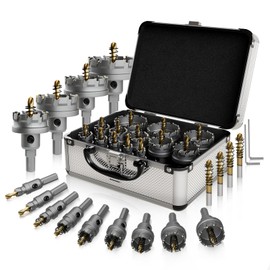 CSOOM Carbide Hole Saw 19 pcs kit, Metal Steel Hole Saw Bits, TCT Hole Cutter for Stainless Steel, Iron, Aluminum, Alloy, Plastic