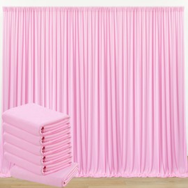 30 ft x 10 ft Wrinkle Free Baby Pink Backdrop Curtain for Parties, 6 Panels 5ftx10ft Thick Polyester Photo Backdrop Drapes for Baby Shower Birthday Party Photography Wedding Backdrop Stand