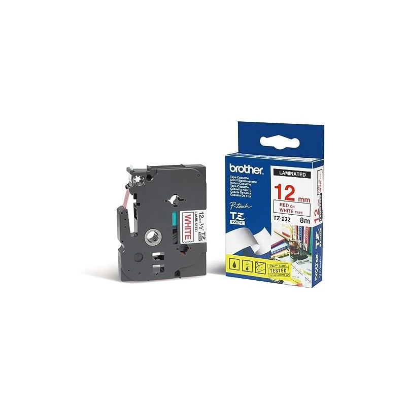 Brother TZe 232 Laminated 12 mm Tape Cassette – Red