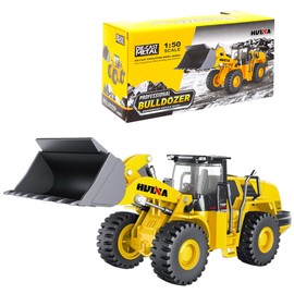 Qcar 1/50 Wheeled Loader Heavy Duty Construction Metal Bulldozer, Loder Vehicle Toys for Kids, Outdoor Sandbox Car Toys, Birthday Gift Toddler Boy Kid