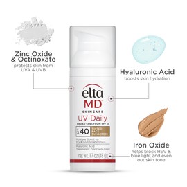 EltaMD UV Daily Tinted SPF 40 Face Sunscreen Moisturizer with Zinc Oxide, Tinted Daily Face Moisturizer with SPF, Sunscreen for Dry Skin,1.7 oz Pump (Pack of 2)