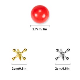 Gejoy 4 Set Vintage Metal Jacks and Ball Toys Kit Retro Jax Game Classic Board Games Include 40 Pieces Metallic Jacks and 4 Pieces Red Rubber Balls with Bag for Kids Adults Family Holiday Party Favor