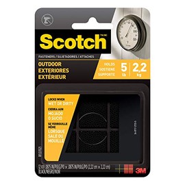 Scotch Outdoor All Weather Fastener Holds Up to 5 lbs, RFLD7021, 7/8 in x 7/8 in, Black 6 Sets of Squares
