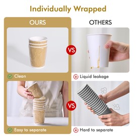 DAILYPACK 500 Pack 8 oz Paper Coffee Cups, Ripple Insulated Paper Cups, Hot Water Cups for Home, Office, Hotel, Meetings, Parties