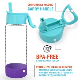 CHILLOUT LIFE Replacement Straw Lid + Silicone Bottom for 12 oz / 17 oz / 22 oz Insulated Water Bottle (Caribbean Lily)