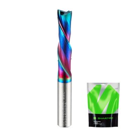 SHARPRO Downcut Spiral Router Bit 1/4 Inch Shank 1/4 Inch Cutting Dia. Solid Carbide Down Cut CNC Bit with Smooth Quark Coating, Ideal for Wood and Metal Cutting, Engraving