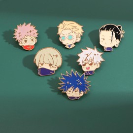 VNYIGDJS Anime JJK Pins 8PC - Anime Satoru Yuji Megumi Nanami Kento Geto Suguru Cosplay Figure Merch Pins for Backpacks