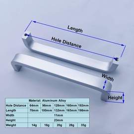 Hole Spacing - 96 mm Solid Material Aluminium Alloy Furniture Handles Cabinet Handles Furniture Handles Knobs Door Handles Pack of 10