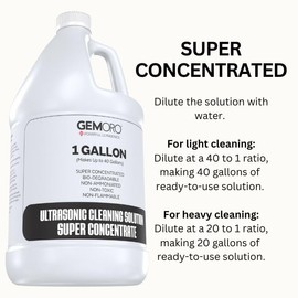 GemOro Jewelry Cleaner Solution Concentrate | for Ultrasonic Machines | Professional Performance Cleans Rings Watches Glasses Earrings (1 Gallon)