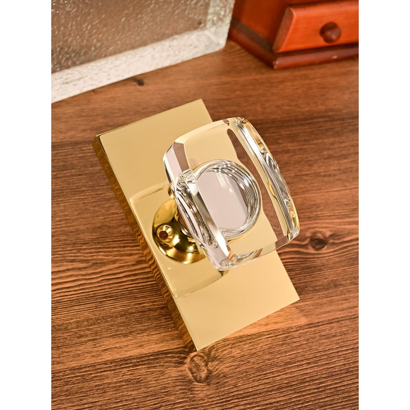 Dllween Crystal Door Knob, Glass Gold Door Knob Interior, Polished