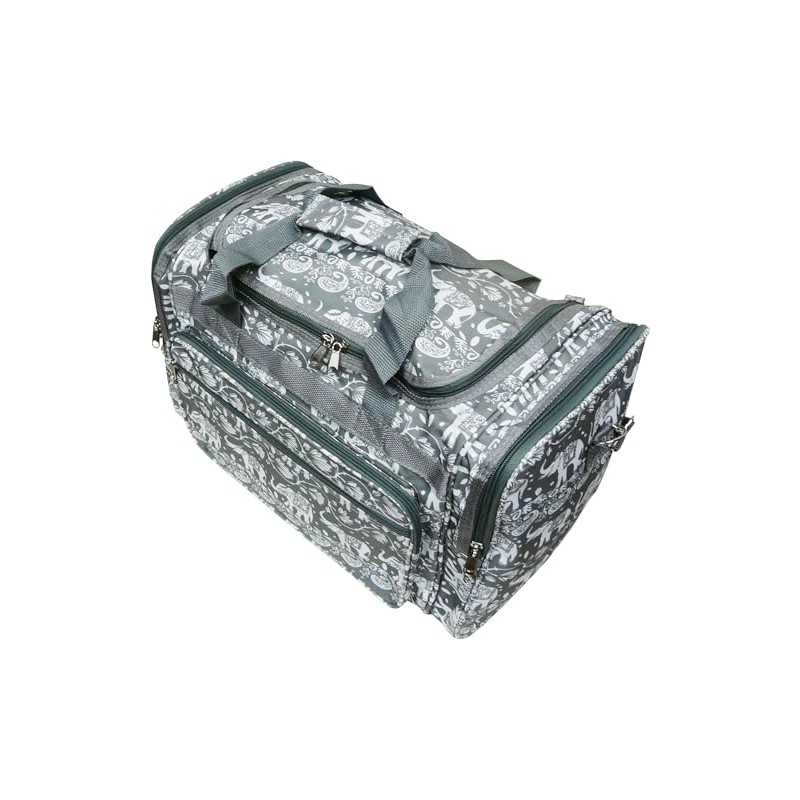 19 Inch Elephant Print Duffel Bag Gray Duffle