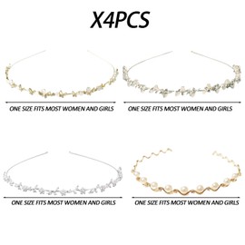 4 Bridal Headbands Headwear Accessories for Women Delicate Elastic Hair Accessories Fashion Fairy Fresh and Sweet Comfortable for Everyday Wedding Party