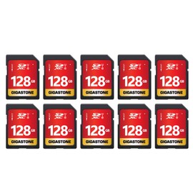 [Gigastone] 128GB 10-Pack SD Card UHS-I U1 Class 10 SDXC Memory Card High Speed Full HD Video Canon Nikon Sony Panasonic Digital Camera, Full Size SD Card