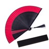 YaoooosF Black Bone Red Fan, Openwork Carved, Luxury Fan, Plain