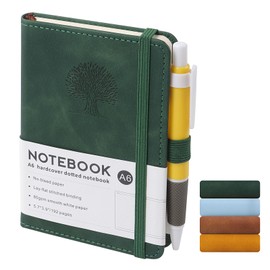 ZTOWOTO A6 Tree Hardcover Journal Notebook Leather,Small Lined Writing Notebook 192 Thick Pages, 5.7x3.9”Journal Diary with Pen Loop Ideal for Study, Office,Writing,Travel Records(Dark Green)