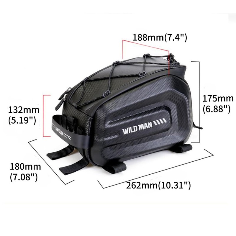 WILD MAN 4L Waterproof Bicycle Seat Bag - Hard Shell