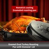 JY COOKMENT Granite Roaster Pan, 18' Enameled Roasting Pan with