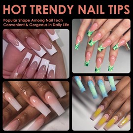 XXL Square Nail Tips, BORNBYME 120 PCS Gel x Nail Tips Stright Nails Full Cover Clear False Nail Tips