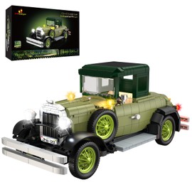 JMBricklayer Vintage Cars Building Sets for Adults with Lights 50001, Classic Retro Model Car Kits, Antique Cars Collectible Display Decorations, Building Toys Gifts for Men Women Boys Girls(1297 PCS)