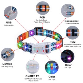 YUSHANG 2 Pack Light Up Dog Collars,LED Dog Collar Rechargeable Waterproof,Buckle Glow Collar for Medium Large Dogs -L(Neck:14.17-24.8",Strap Width:1")