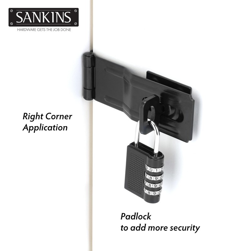 SANKINS 4-1/2" Swivel Staple Safety Hasps, Gate Door Hasp Latches