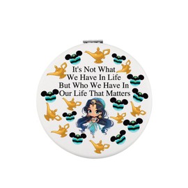 WUSUANED Princess Jasmine Makeup Mirror Princess Character Mirror Fairy Tale Inspired Gift Jasmine Lover Gift (Jasmine Princess Mirror Silver)