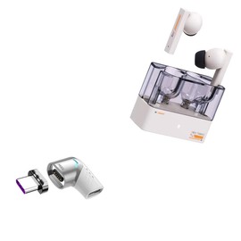 BoxWave Adapter Compatible with Moondrop Space Travel - MagnetoSnap PD Angle Adapter, Magnetic Charging Connector Device Saver - Metallic Silver