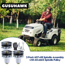 GUSUHAWK 3 Pack 601804 Spindle Assembly with 604665 Pulley Replaces Hustler 601804 Spindle Assembly, 607418 Spindle Assembly for Hustler Raptor SD 48 Spindles, Hustler Raptor 48 inch Deck Spindle