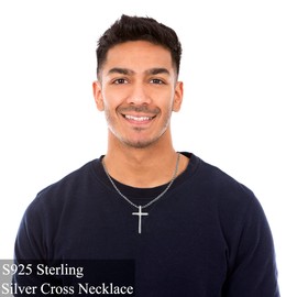 M MOOHAM 925 Sterling Silver Cross Chain for Men Sterling Silver Cross Necklace Jewelry for Men