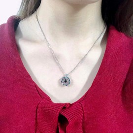 100 Languages I Love You Memory Projection Pendant Circle Round Roman Numbers Necklace for Him or Her (Steel-Round)