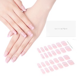 DANNI & TONI Semi Cured Gel Nail Strips French (Ballet Blush) Pink Tipped Gel Nail Stickers Nude Semicured Gel Nail Wraps 28 Stickers